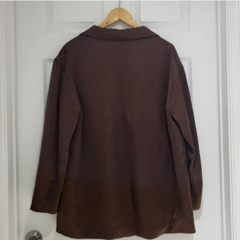 NWT Zara Satin Effect Women's Straight Oversized Flowy Blazer Size XL 90s Chic - Picture 8 of 12